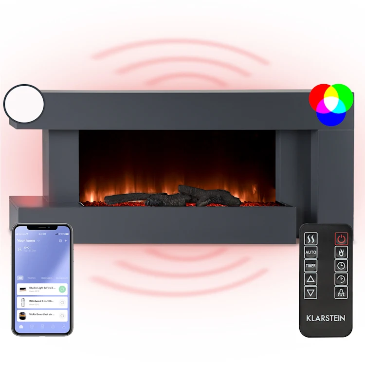 شومینه برقی کلارشتاین آلمان مدل klarstein Studio Light & Fire 2 Smart - طراحی مدرن با نورپردازی هوشمند